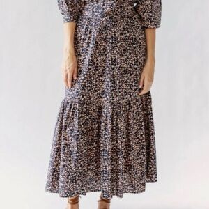 Mirth Anthropologie Bay Cotton Skirt Bonfire Tiered Maxi Floral Cottage Size S